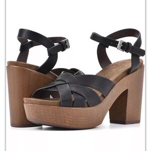 Platform Clogs White Mountain 6.5 Women's Achiever Heeled Black Burnished Woven